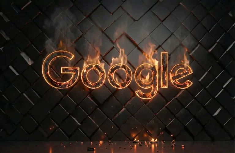 logotipo do Google em brase em fundo 3d escuro